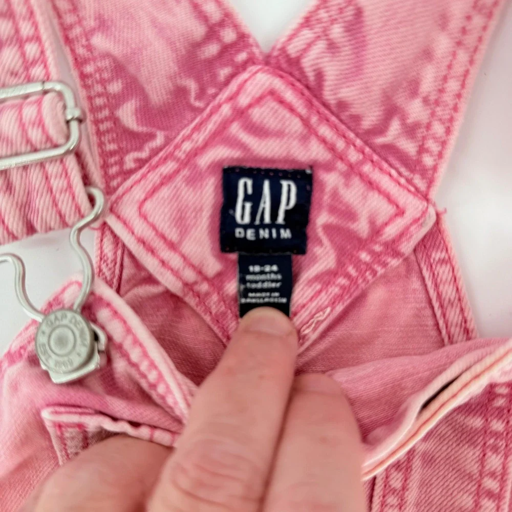 GAP Denim Pink Toddler‎ Overalls Dress Girl's Adjustable Straps 18-24 Months